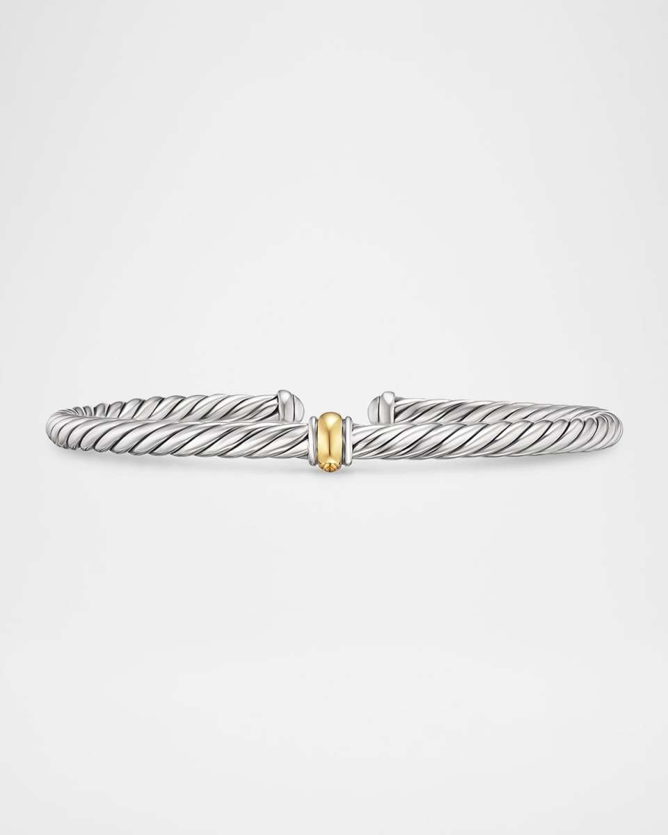 Cable Flex Center Station Bracelet in Silver and 14K Gold, 4
